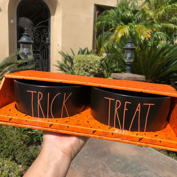 Rae Dunn trick treat Halloween dog bowls - Picture 2 of 5